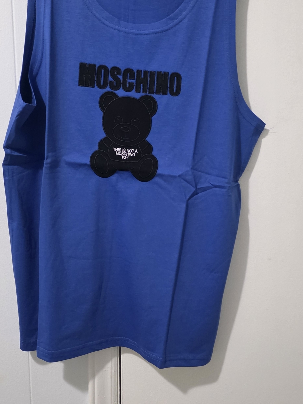 Moschino Blue Tank with Black Bear Patch